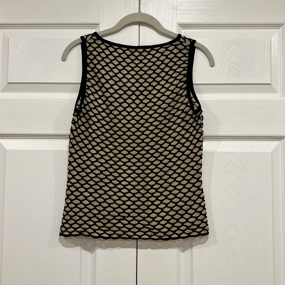 ST. JOHN Patterned Knit Shell Tank Black Gold Size P - Picture 2 of 6